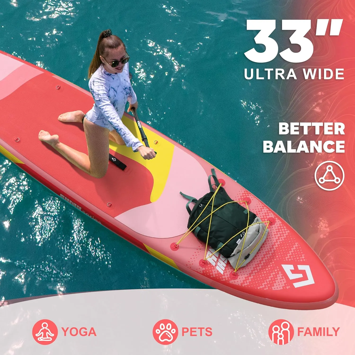 11'*34"*6" Blow Up Paddle Board, Inflatable Paddle Board,Paddle Board,Spacious and Stable, Anti Slip and Easy to Operate, Large Size Suitable for Single Person/Family/Pet Use.