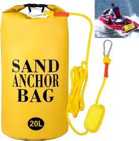20L Sand Anchor Bag 2 in 1 PWC Sandbag Anchor Kit with Adjustable Buoy Waterproof Dry Bag for Water Sports Jet Ski Kayak Boat Paddle Board Watercraft Canoe