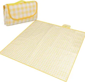 80" x 80" Outdoor Picnic Blanket, Oversized Compact Beach Mat, Extra Large Sandproof Waterproof Mat Portable and Lightweight Blankets for Grass, Beach, Travel, Camping, Concert, Handy Tote (Yellow)