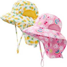 Baby Sun Hat UPF 50  Mesh Liner Toddler Bucket Hats with Wide Brim Neck Flap for Outdoor Beach Swim