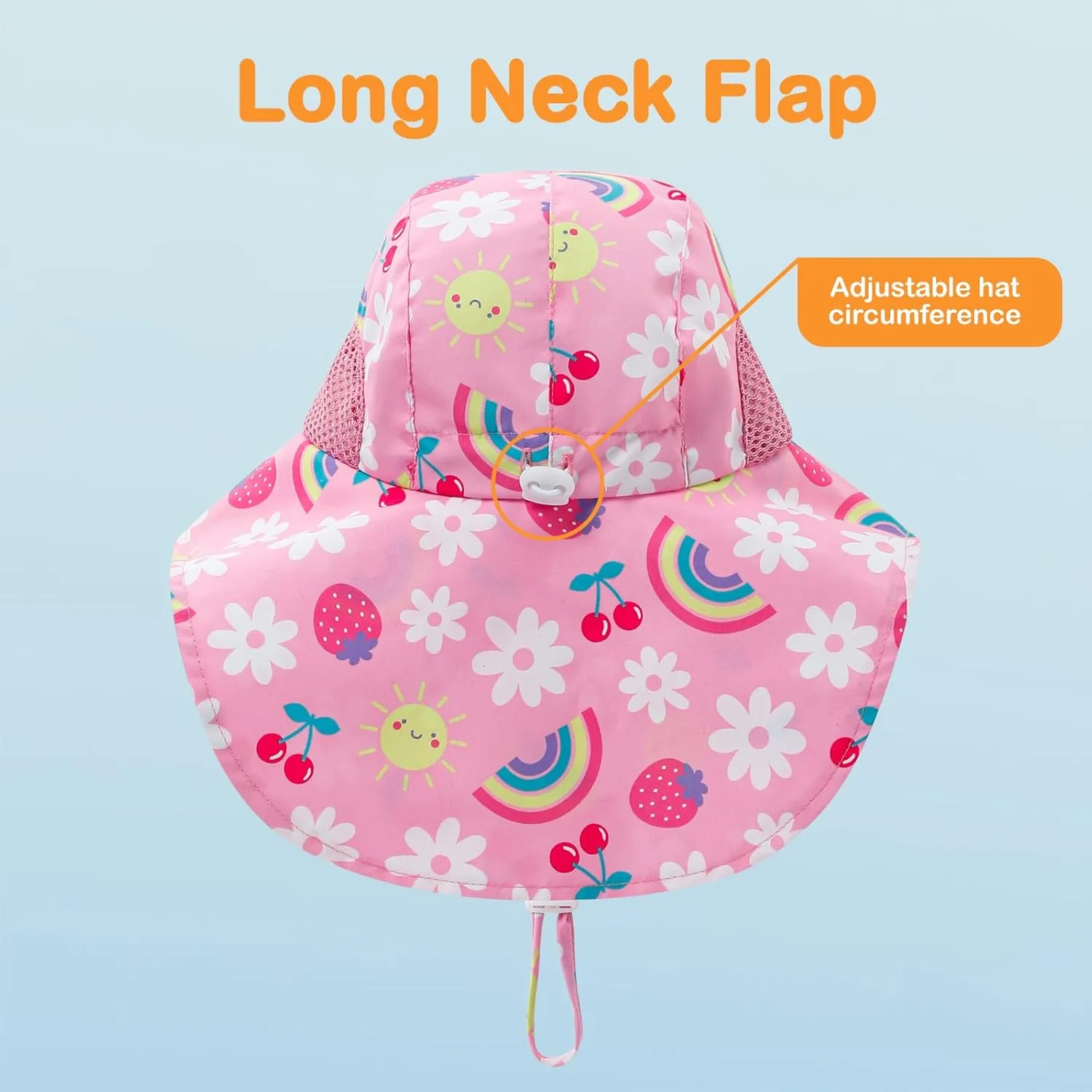 Baby Sun Hat UPF 50  Mesh Liner Toddler Bucket Hats with Wide Brim Neck Flap for Outdoor Beach Swim