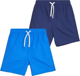 Boys Swim Trunks - 2 Pack Basic Quick Dry Boys Board Shorts Bathing Suit Kids Swimwear with Pockets (Sizes: 8-18)