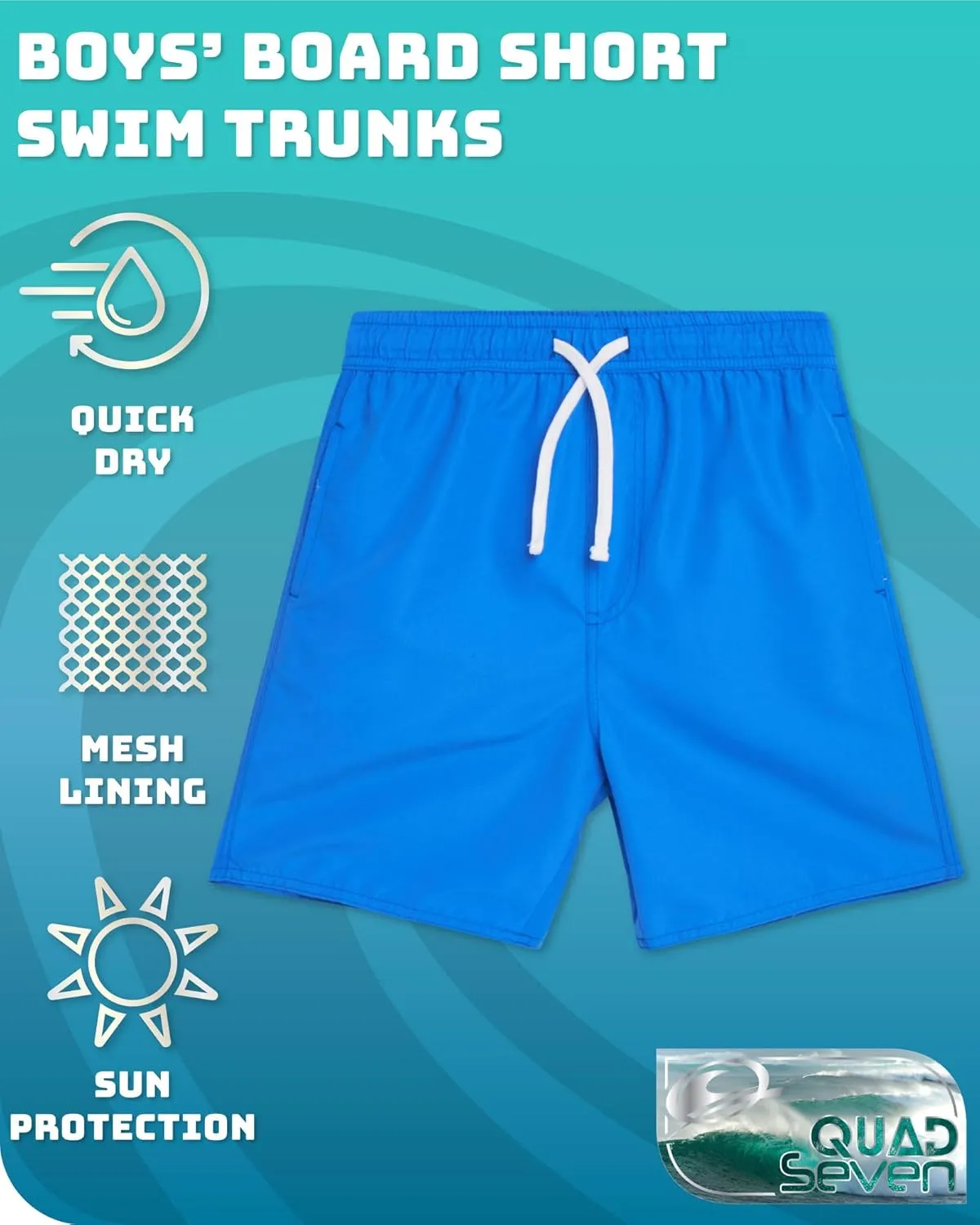 Boys Swim Trunks - 2 Pack Basic Quick Dry Boys Board Shorts Bathing Suit Kids Swimwear with Pockets (Sizes: 8-18)