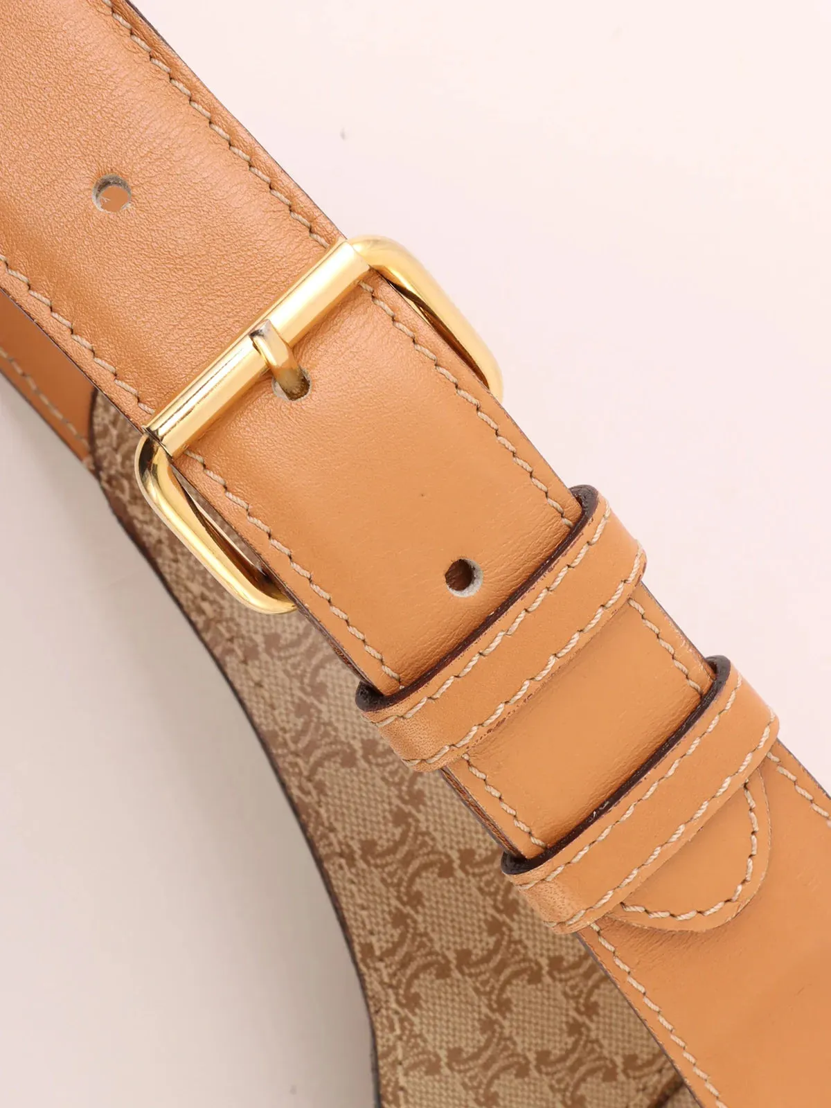 CELINE Macadam Pattern Waict Bag Beige