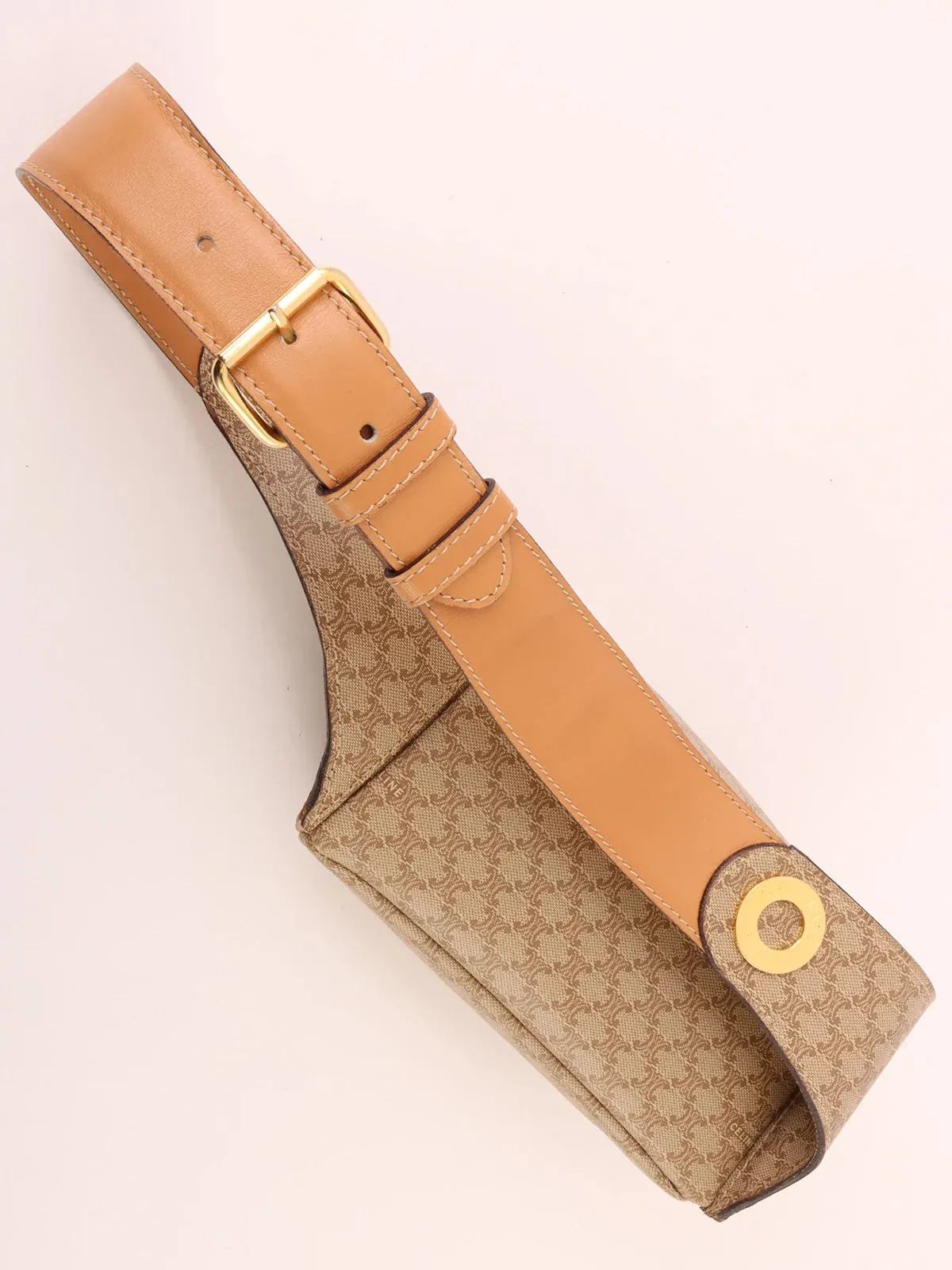 CELINE Macadam Pattern Waict Bag Beige