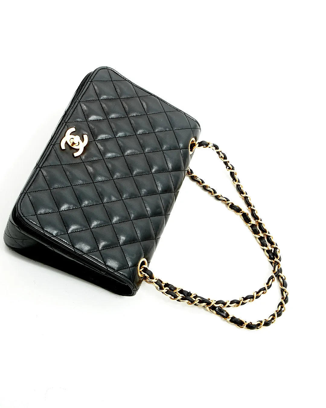 Chanel Black Lambskin Vintage Leather Single Flap Bag