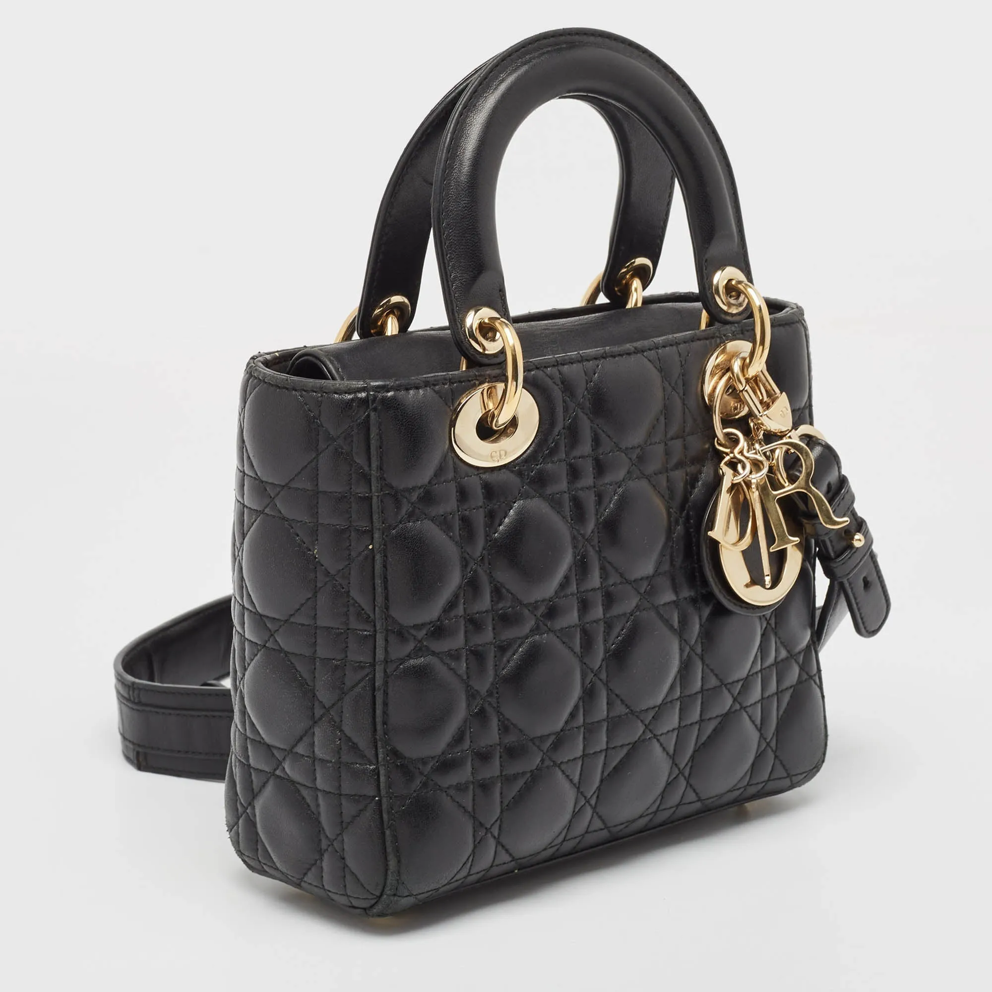 DIOR Black Cannage Leather Small Lady  My ABC Tote