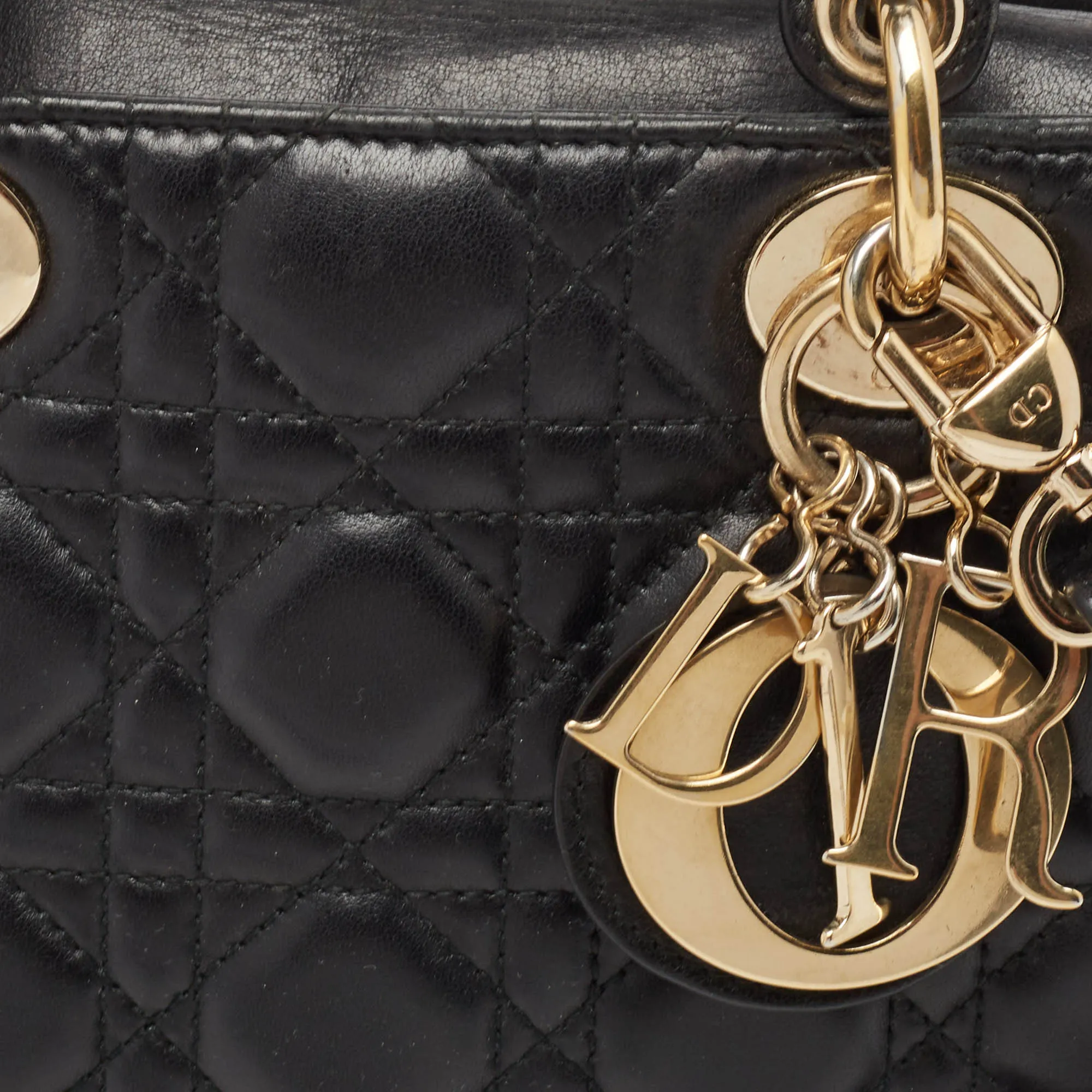 DIOR Black Cannage Leather Small Lady  My ABC Tote