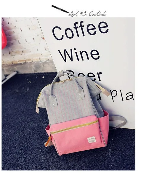 Fashion Striped Double Color Backpack