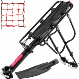 Full Quick Release Bike Rear Rack Bike Cargo Rack with Fender Bicycle Cargo Rack Bicycle Rear Racks Adjustable Bicycle Carrier Cargo Mountain Road 115 lbs Capacity Universal