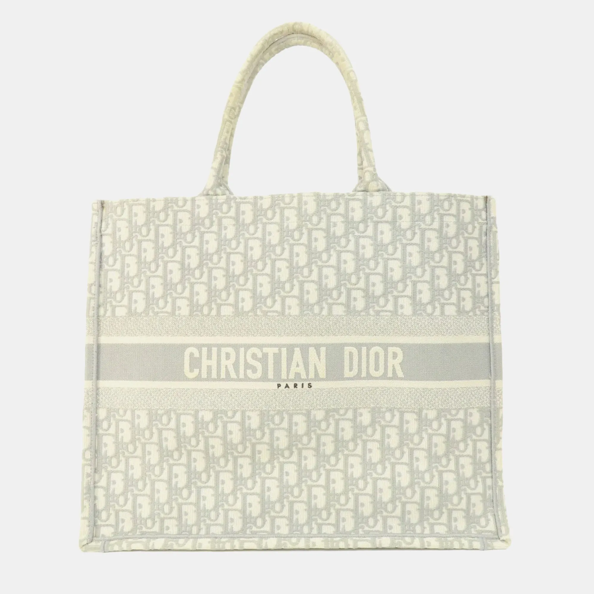 Grey Oblique Embroidered Canvas Large Book Tote Tote bag