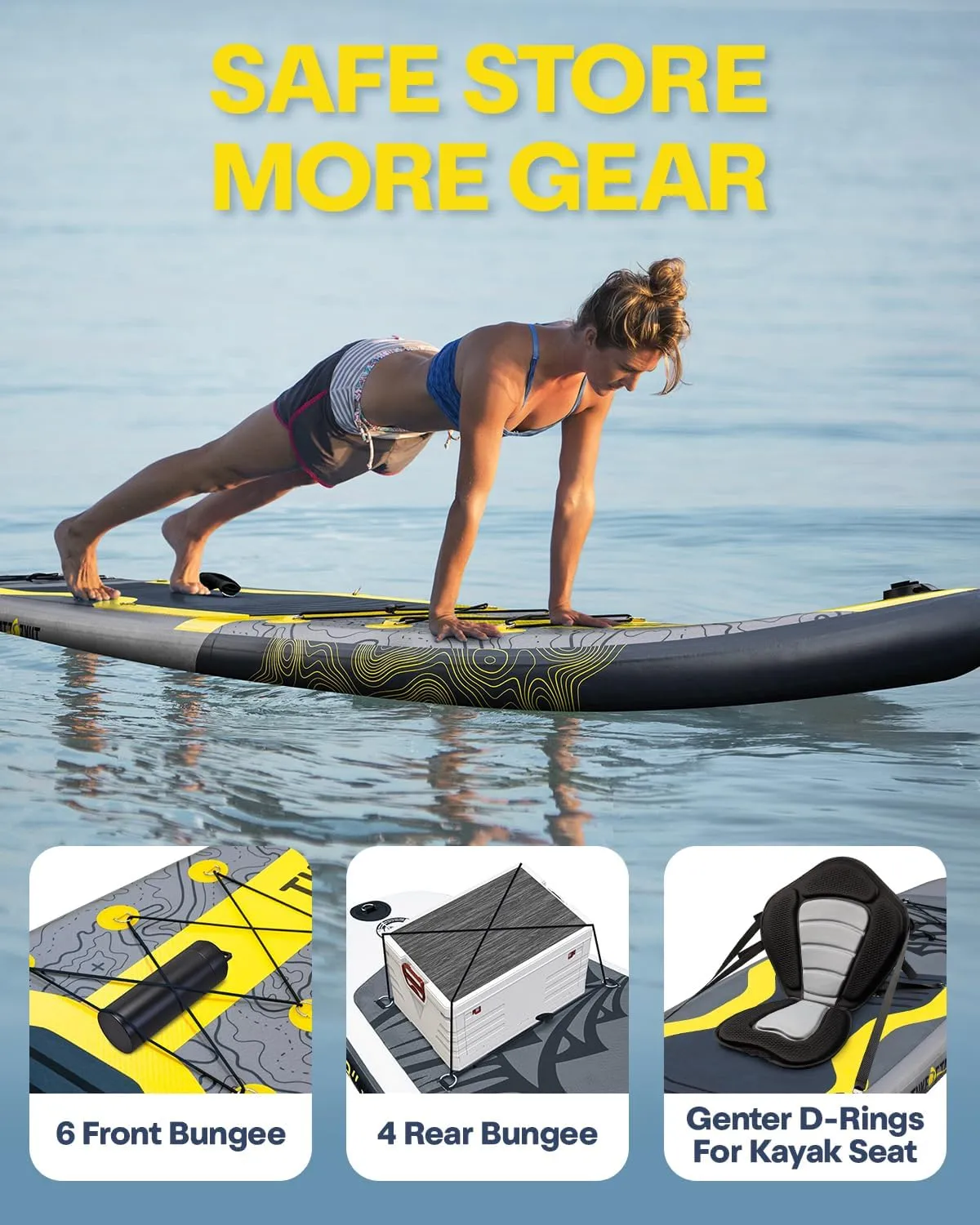 Inflatable Stand Up Paddle Board with Full Accessories Kit, 11' x 33" SUP Paddle Board for Adults and Youth of All Skill Levels, 430lbs Capacity Non-Slip EVA Deck, Lightweight & Portable