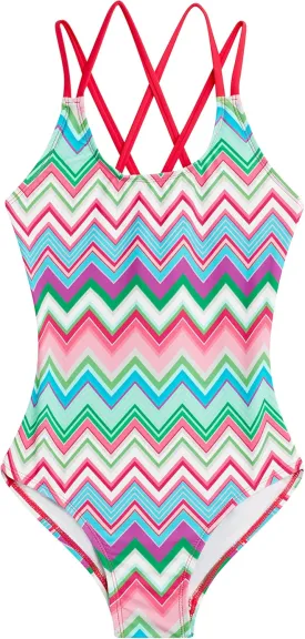 Kanu Surf Girls' Reese UPF 50 Beach Sport Criss-Cross One Piece Swimsuit