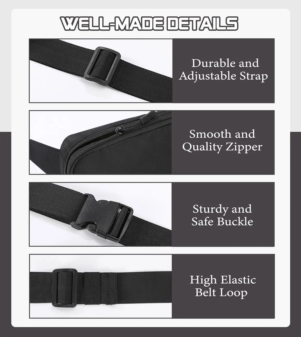 MoKo Fanny Packs for Women Men, Fashion Running Waist Packs, Crossbody Mini Bag Fanny Pack Belt Bag with Adjustable Strap for Running Outdoors Workout Travel Hiking Cycling