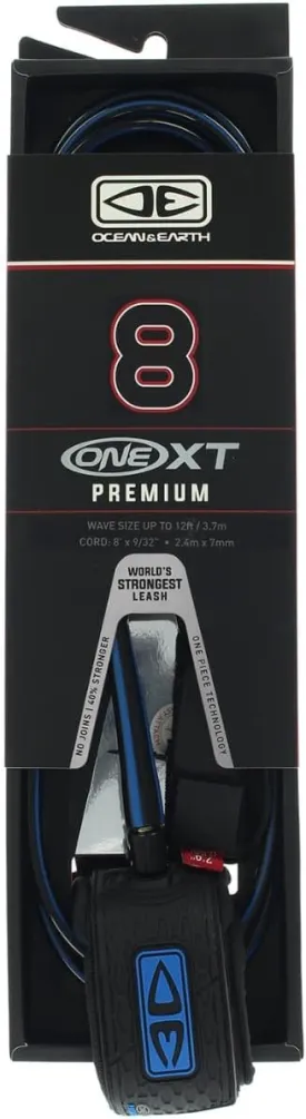 Ocean & Earth One XT Premium Blue Surfboard Leash - 8'