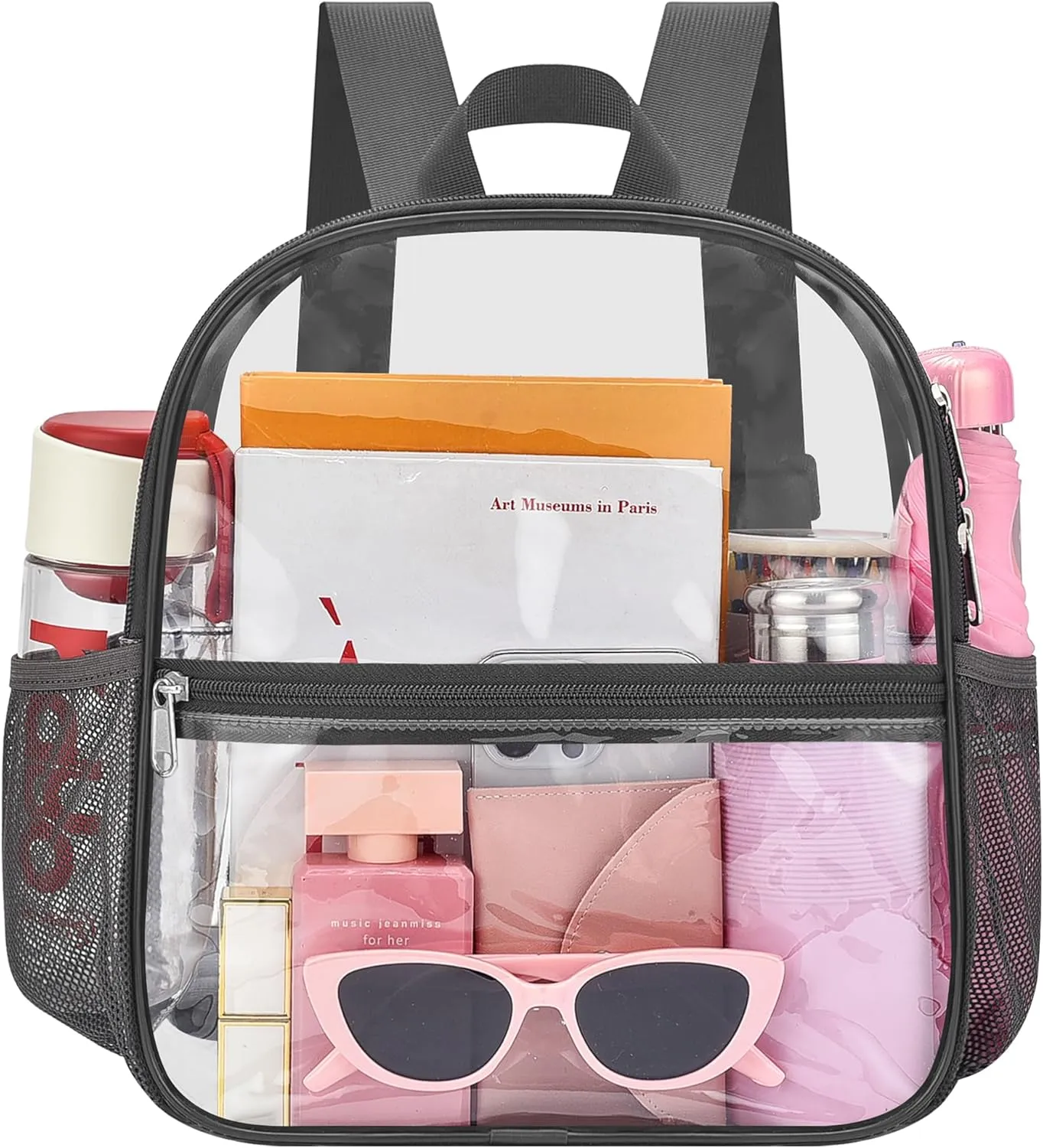 Oraben Clear Backpack for Stadium Events Clear Stadium Backpack 12x6x12 Bag (Nylon Shoulder Straps, Charcoal Gray)