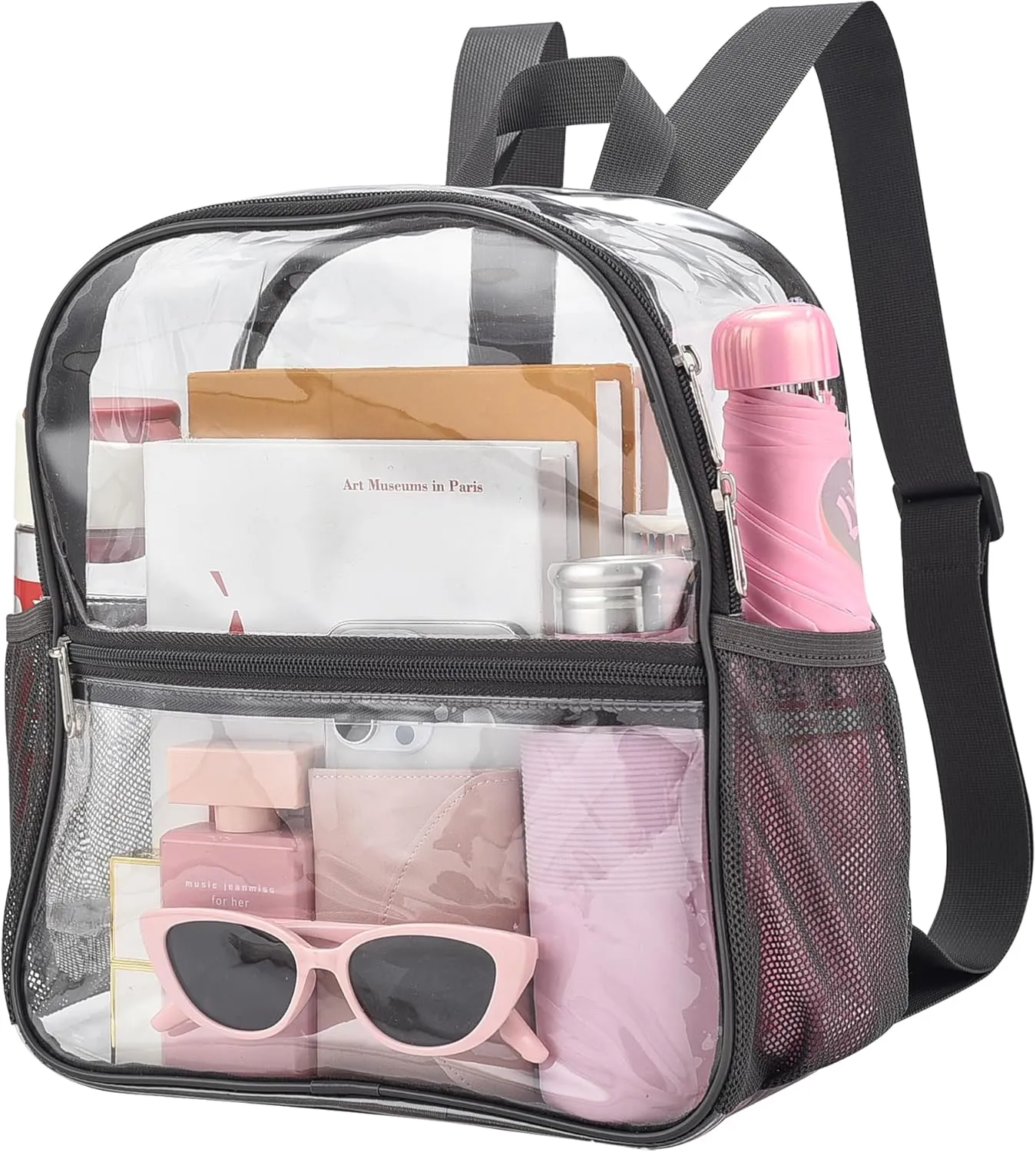 Oraben Clear Backpack for Stadium Events Clear Stadium Backpack 12x6x12 Bag (Nylon Shoulder Straps, Charcoal Gray)