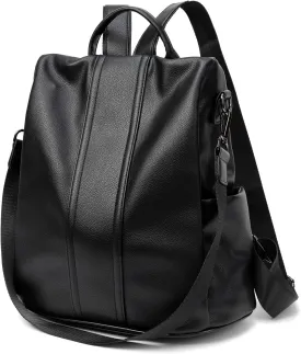 PINCNEL Women Backpack Purse Waterproof Nylon Anti-theft Rucksack Lightweight Shoulder Bag, Medium, Black