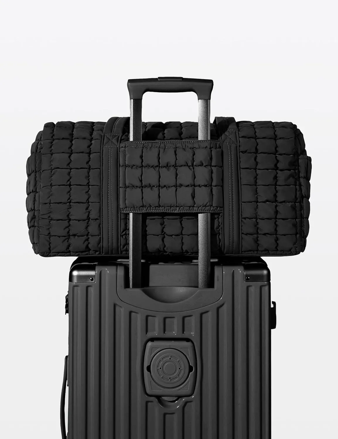 Quilted Travel Duffle Bag for Women Weekender Bag Large Puffer Overnight Bags Soft Puffy Duffel Bag Carry on Gym Bag Lightweight Personal Item Travel Bag for Trips Business Sport Airplane (Black)