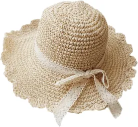 Summer Beach Sun Straw Hats for Women Wide Brim Packable Travel Bucket Hats UPF 50 