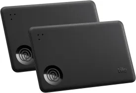 Tile by Life360 Slim (2024) - Wallet Finder, Bluetooth Tracker and Item Locator for Luggage Tags, Passports and More. Both iOS and Android Compatible. Phone Finder. 2-Pack (Black)