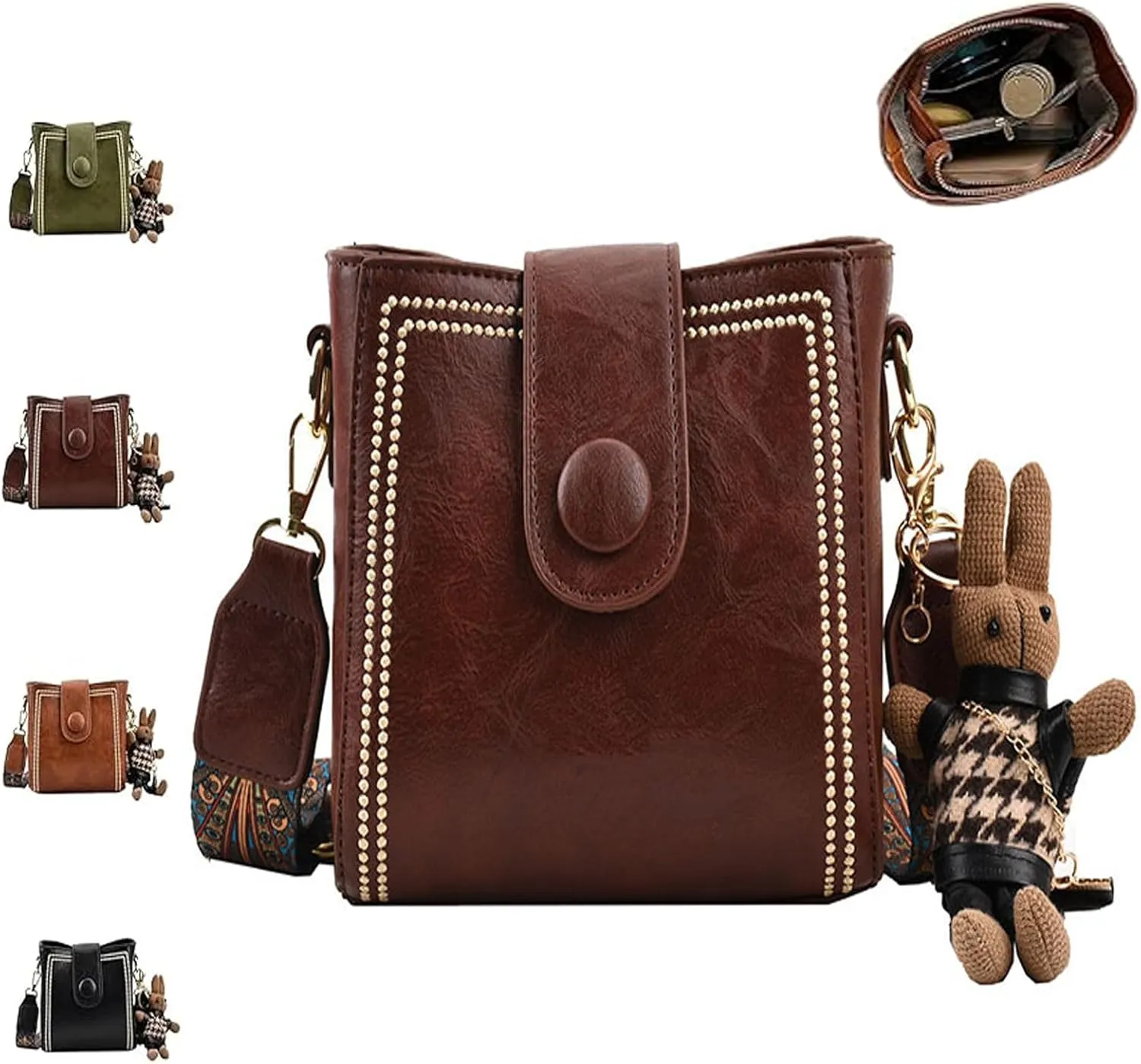 Vintage Fashion Bag with Adjustable Wider Shoulder Strap, Vintage Retro Small Water Bucket Bag for Women