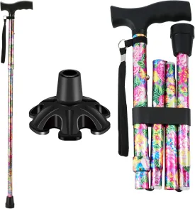 Walking Cane LIXIANG Cane for Man/Woman | Mobility & Daily Living Aids | 5-Level Height Adjustable Walking Stick | Comfortable Plastic T-Handle Portable Walking Stick Folding Cane