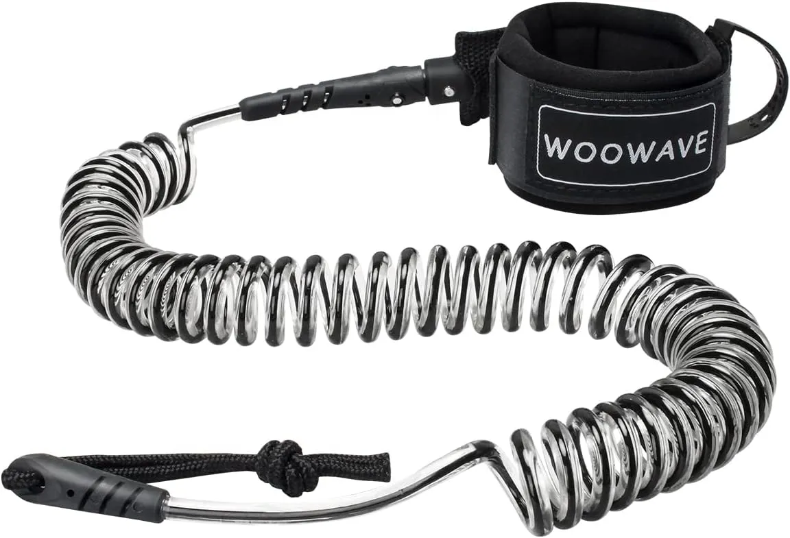 WOOWAVE SUP Leash 11 Foot Coiled Stand Up Paddle Board Surfboard Leash Stay on Board Ankle Strap with Waterproof Wallet/Phone Case